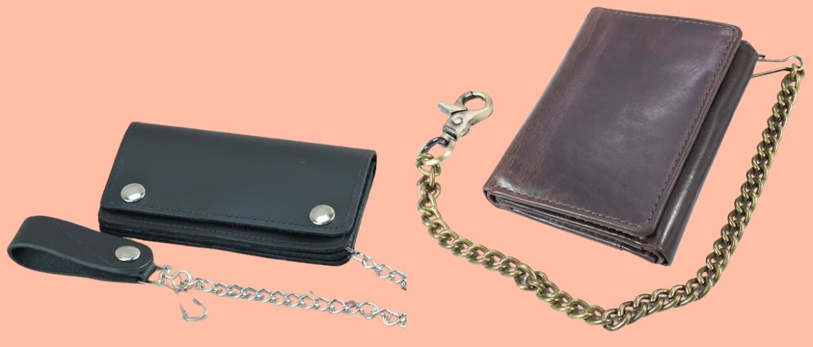 Explore the versatility and elegance of leather chain wallets for men